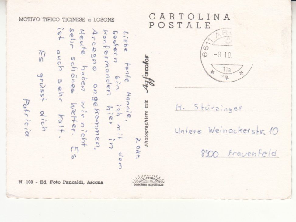 Ansichtskarten: Losone ca. 1960 – Gebraucht aus Bürglen TG von StampGraf 1