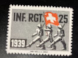 Schweiz 1939 Soldatenmarke Inf.Rgt.25 schwarz mit Falz