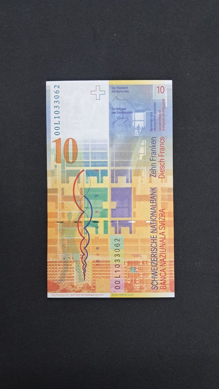 Banconote: Schweiz 10 Franken 2000 Bankfrisch – Nuovo e nell'imballaggio originale da Lufingen venduto da E-Auktion 1