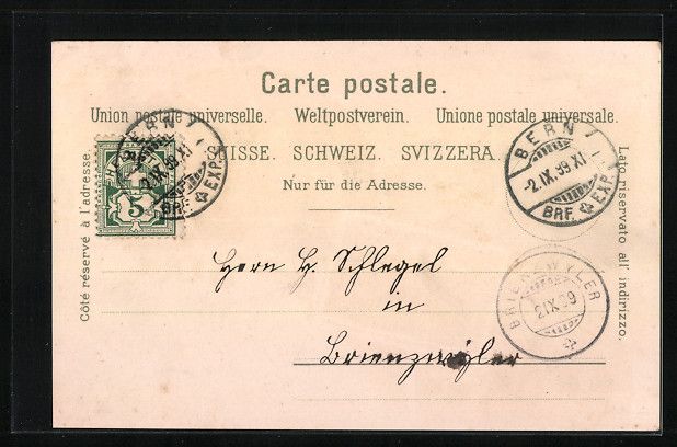 Cartoline postali: Litho Bern, Münster, Rathhaus, Dudelsac – Usato da Berlin venduto da bartko-reher 1