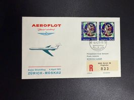 Aeroflot Erstflugbrief Zürich-Moskau 1971