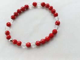 Schaumkorallen Armband mit Bergkristall 19cm Handgelenk