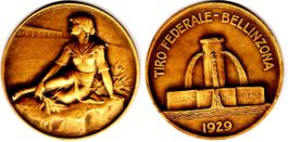 SCHÜTZENMEDAILLE BELLINZONA 1929 BRONZE IM RELIEF !!!!!!!!!!