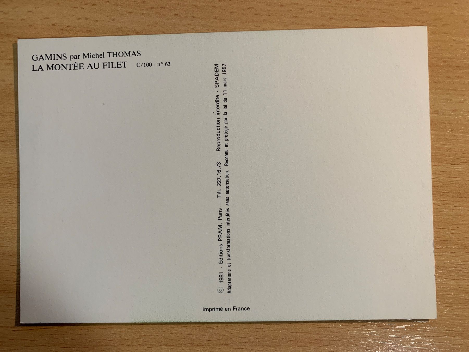 Ansichtskarten: Vintage Postkarte "La Montée au Filet" 1981 – Gebraucht aus Ibach von lisch3 1