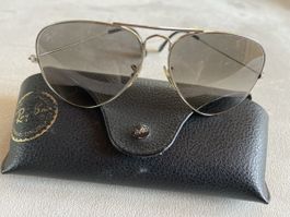Sonnenbrille Ray-Ban Aviator silber mit Gebrauchsspuren