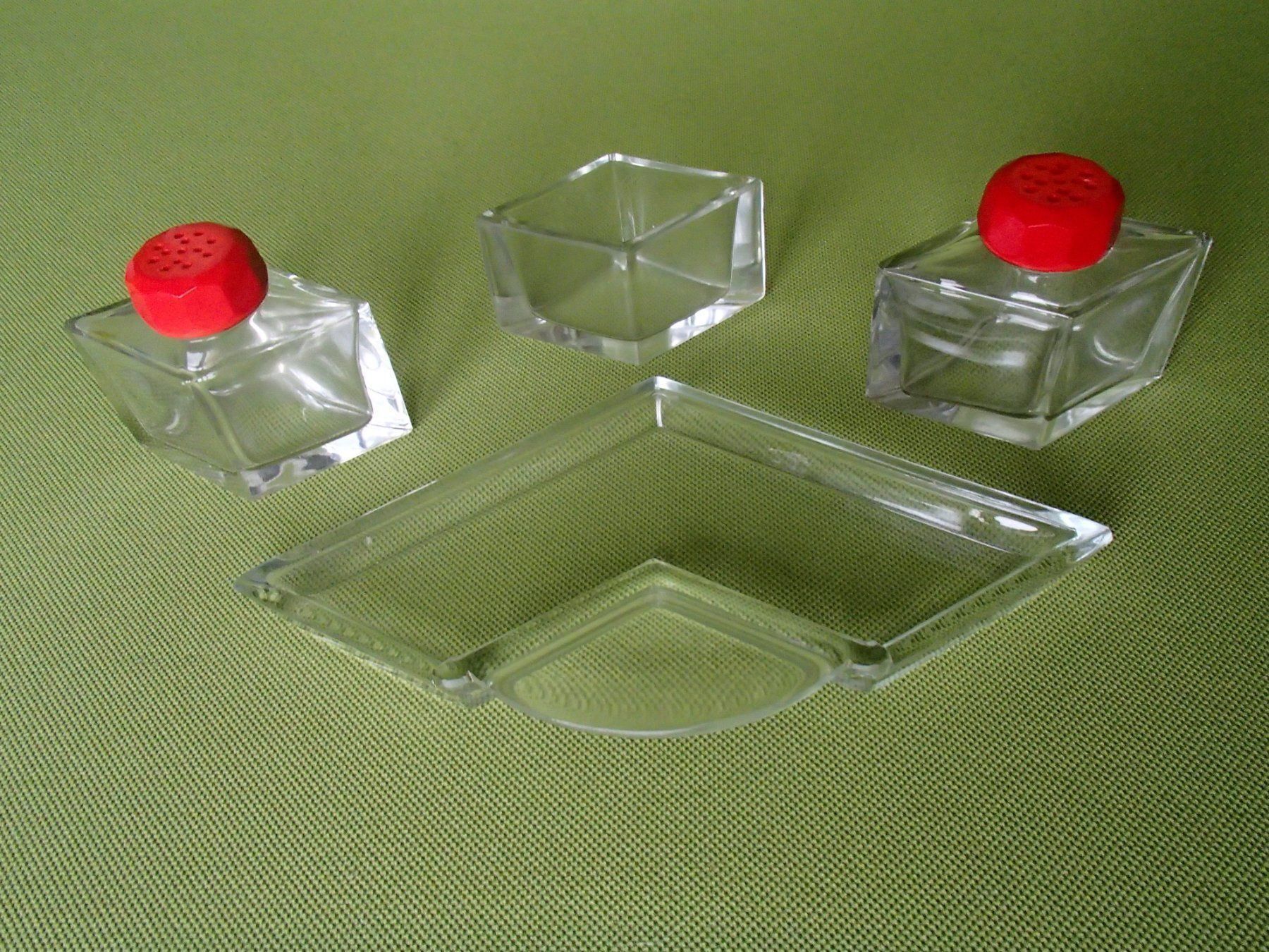 Gläser: 4 teil. Art Deco Menage mit rotem Deckel – Gebraucht aus Schöfflisdorf von pullux 7