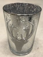 Glas Winterdesign mit Hirschmotiv, silberfarben! Neu