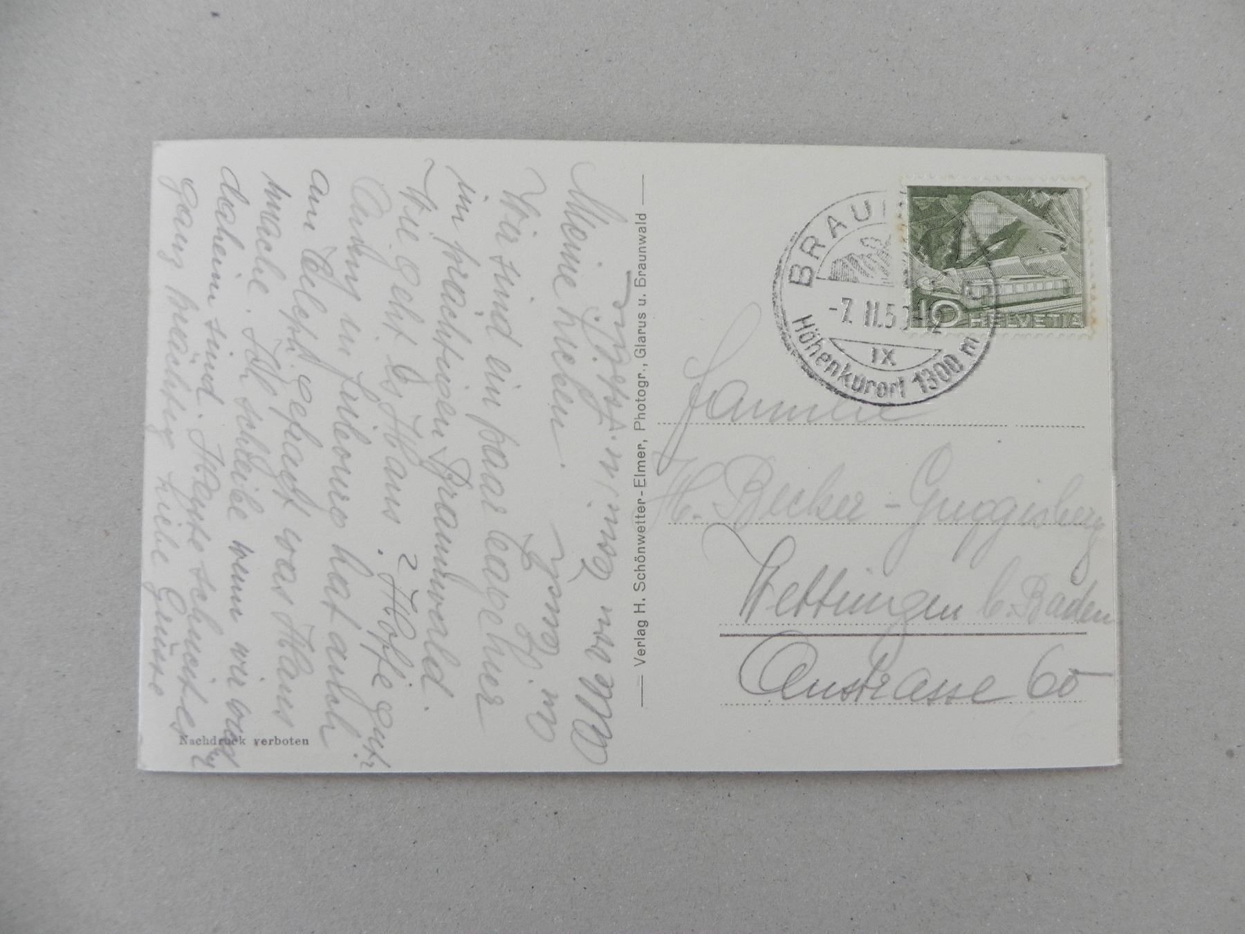 Cartes postales: Karte Braunwald Glarus Bahn Zug 1950 – D'occasion à Siebnen par krimsie 1
