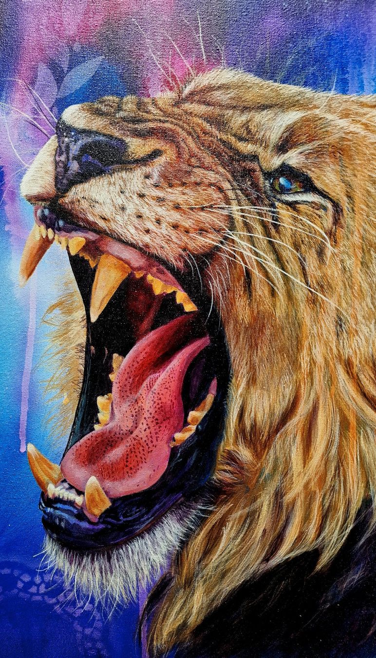Dipinti: Löwenbild, handgemalt, Original Gemälde, 50 x 70 cm – Nuovo e nell'imballaggio originale da Tägerwilen venduto da Simone_Widler_Art 2