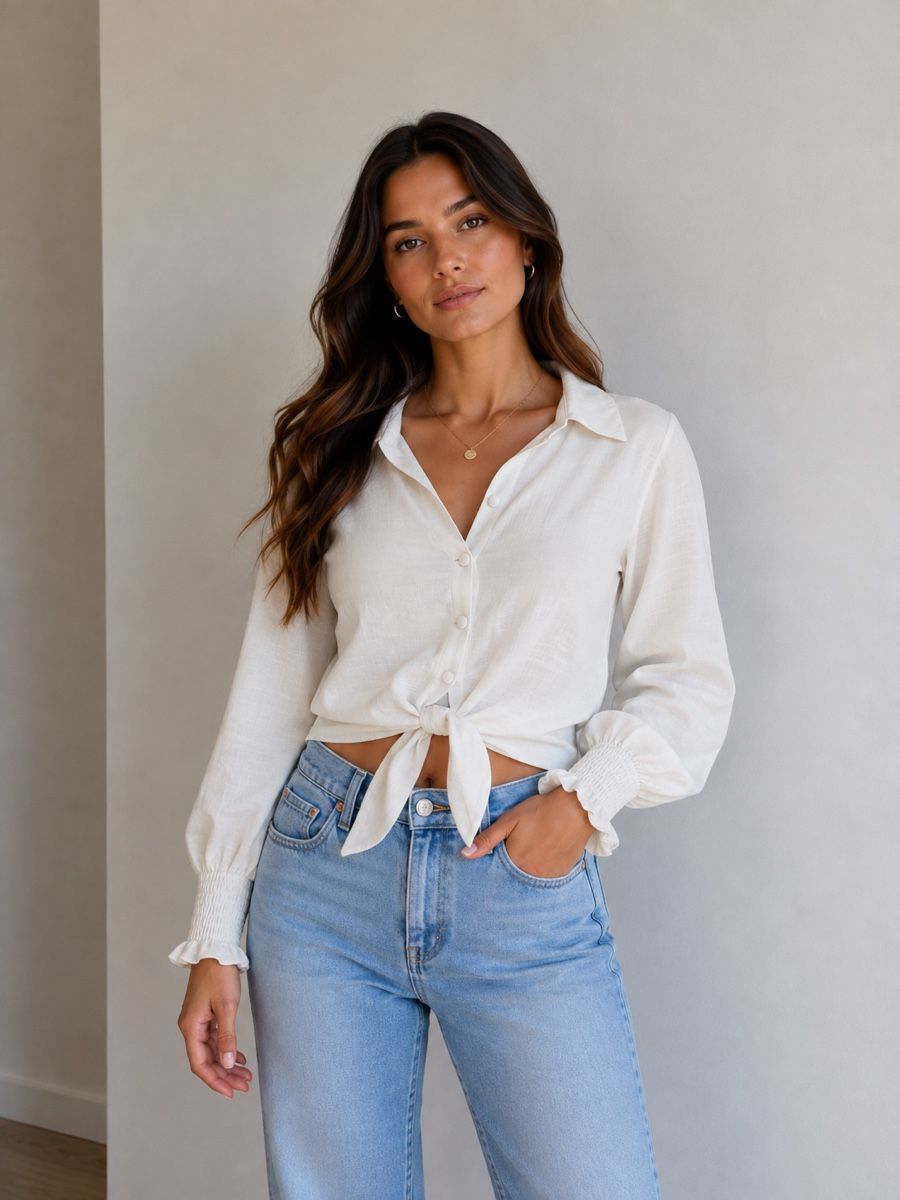 Blusen: WEISSE WICKELBLUSE MIT BINDEBAND – Gebraucht aus Winterthur von fij_f65r