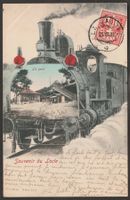 AK NE, 25.VIII.05: Souv. du Locle, Passpart., Dampflok, Gare