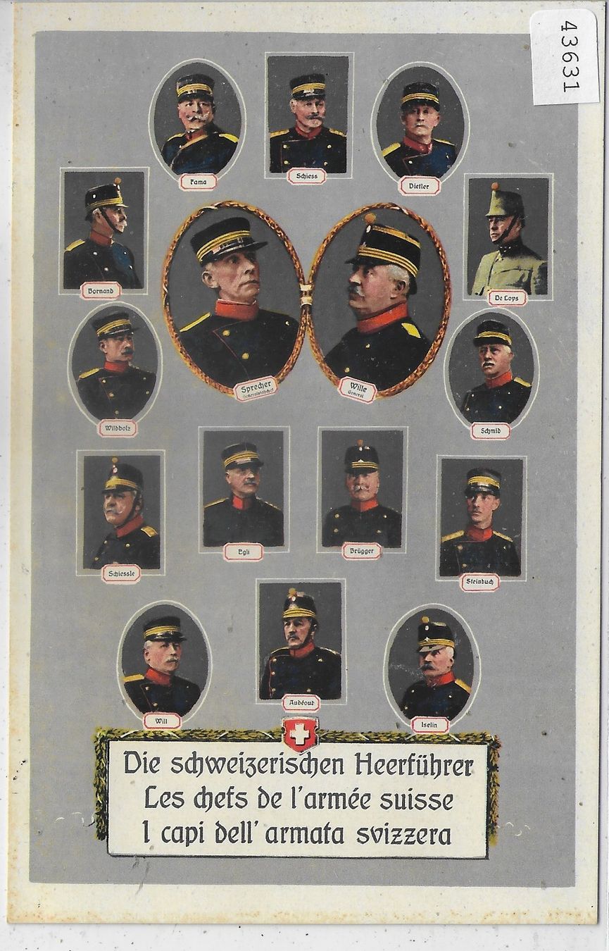 Ansichtskarten: Die schweizerischen Heerführer - Armee Suisse – Gebraucht aus Ettingen von Kartenplanet