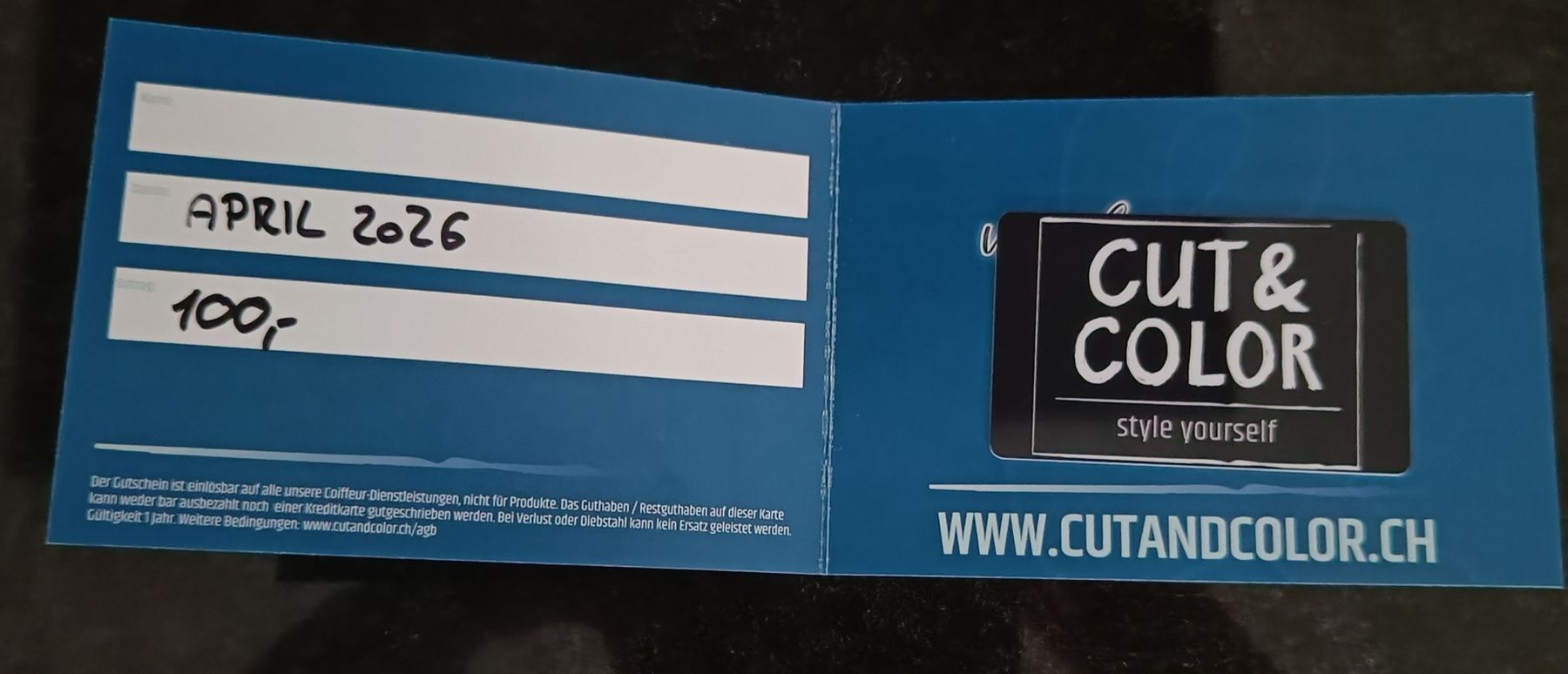 Gutscheine: Cut & Color Gutschein -  CHF 100.00 Wert – Neu und originalverpackt aus Jaberg von urig17. 1