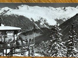 Rest. Terrasse DAVOS - Schatzalp um 1960 Sonderstempel Davos