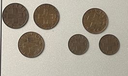 Schweizer Münzen 1 und 2 Rappen 1954 und1955