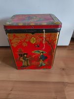 grosse antike Blechdose Japan Asiatisch Tee Rot Geisha