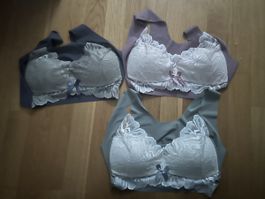 3 BHs mit Spitze, Cup B, Grösse XL Neu!
