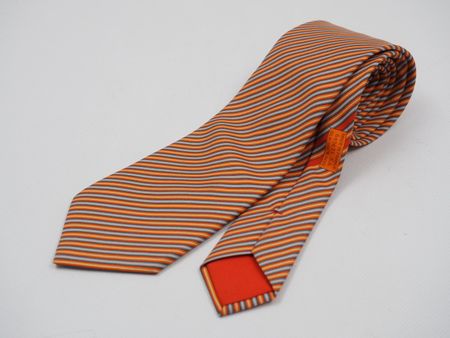 HERMES Seidenkrawatte - Orange-grau (26100706)