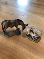 Krippenfiguren Esel und Schaf mit Lamm, Handarbeit,  LEPI