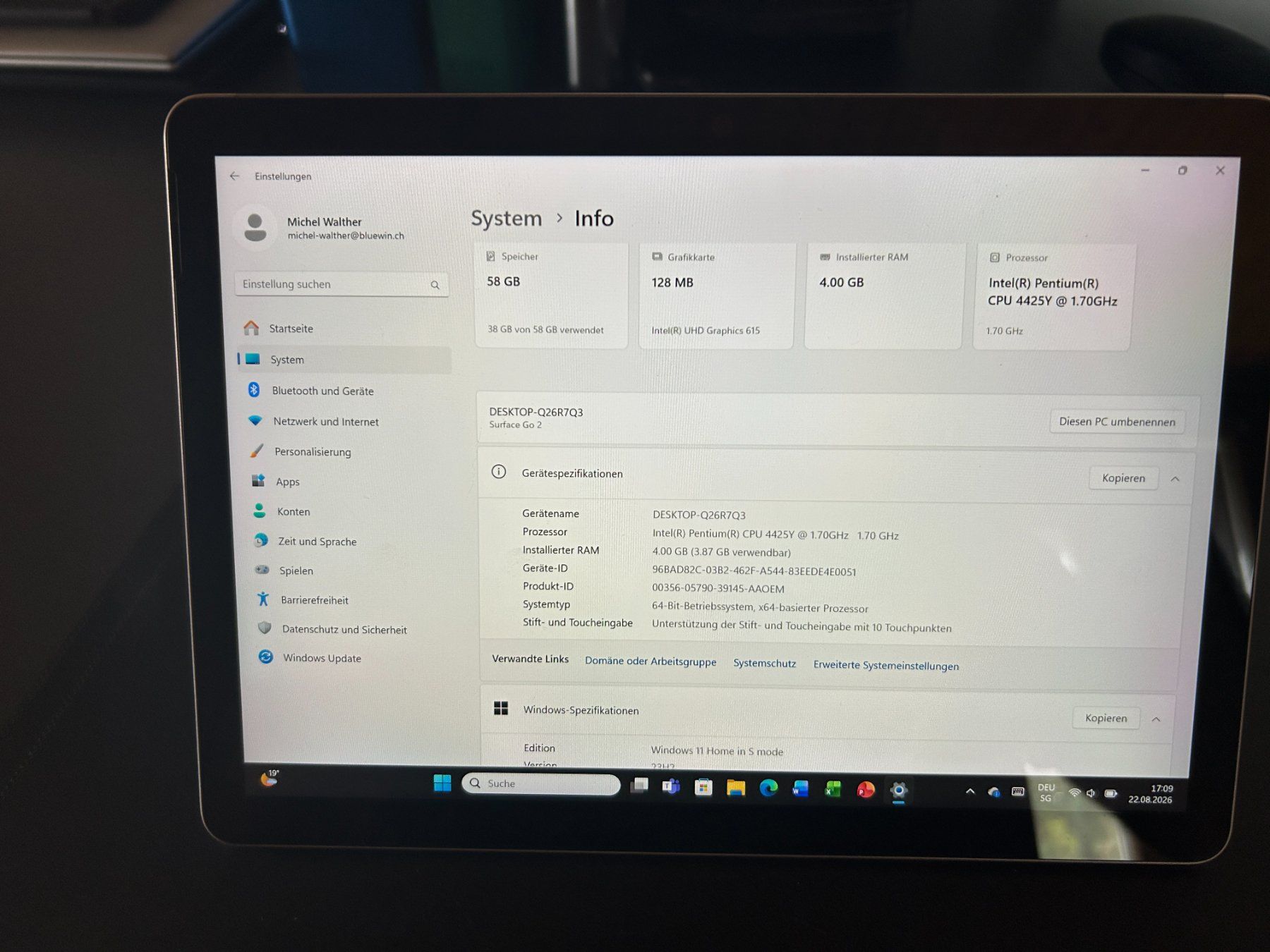 Microsoft Tablettes PC: Tablet Microsoft Surface Go 2 – D'occasion à Zuzwil BE par Mwa1 1