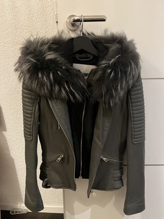 Lederjacke mit Echtfell Grösse 36