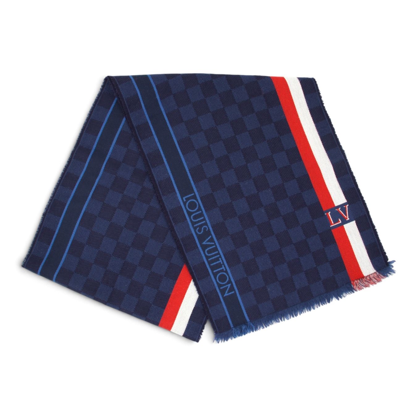 Louis Vuitton Foulard & Sciarpe: Louis Vuitton Schal Damier blau – Usato da Binningen venduto da Designerlabels 1