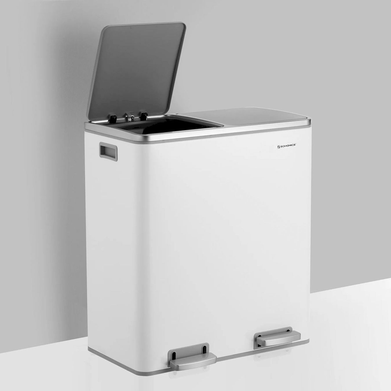 Cestini per rifiuti: SONGMICS LTB60WT Mülleimer 2 x 30L weiß – Nuovo e nell'imballaggio originale da Bottighofen venduto da zaap 1