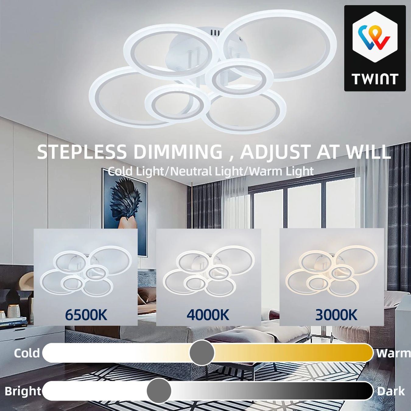 Kronleuchter & Deckenlampen: Lustre design moderne, blanc, dimmable avec télécommande! – Neu und originalverpackt aus Saignelégier von novamarket 3