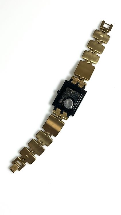 Damen Swatch Uhr, Gold/Schwarz, mit Strass-Steine... 8