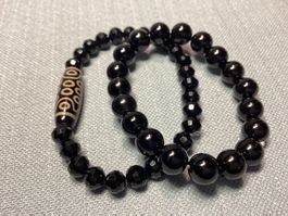 Edelstein Armbänder: Schwarzer Spinell mit Dzi-Stein