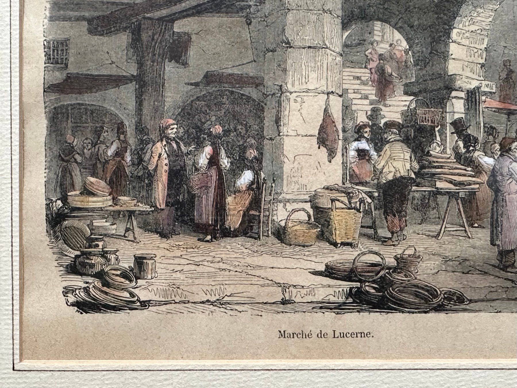 Incisioni: Antiker Stich Luzern Markt – Usato da Adligenswil venduto da e17s15 1