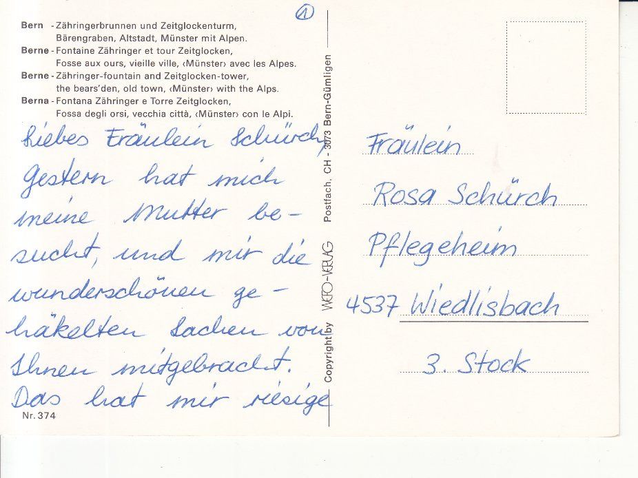Cartoline postali: Bern ca. 1980 – Usato da Bürglen TG venduto da StampGraf 1