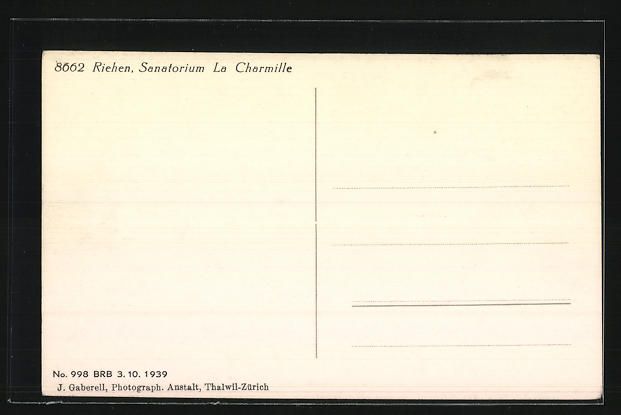 Cartoline postali: AK Riehen, Sanatorium La Charmille – Usato da Berlin venduto da bartko-reher 1