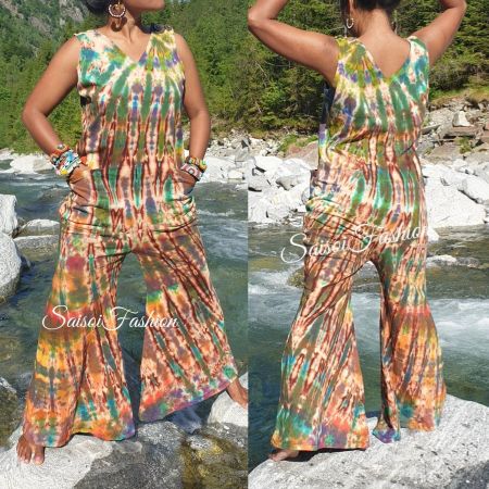 Sommer Batik Handgefärbt Boho Hippie Overall XS-M