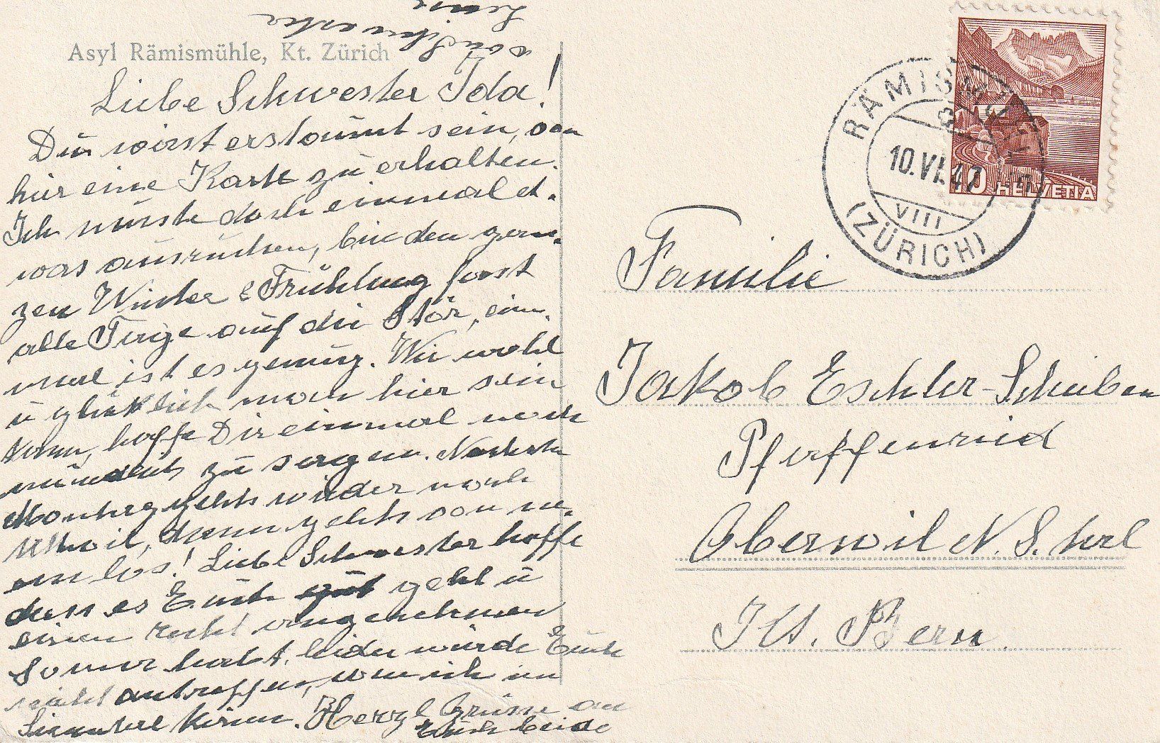 Cartoline postali: AK - Rämismühle - gel. 10.6.1947 – Usato da Fribourg venduto da schnalla92 1