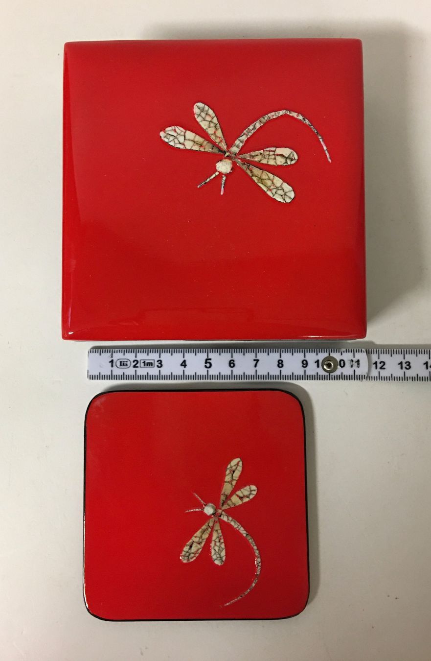 Sottobicchieri: Set von 6 Untersetzern & Box mit Libellenmotiv – Nuovo (secondo la descrizione) da Olten venduto da ELHANDEL 5