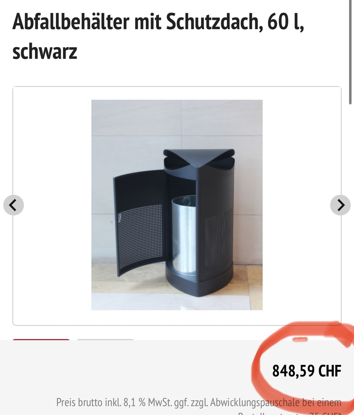Cestini per rifiuti: neuer Abfallbehälter mit Schutzdach, 60 l, schwarz – Nuovo e nell'imballaggio originale da Necker venduto da liq24 2