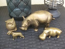 4 schöne Messing Tiere
