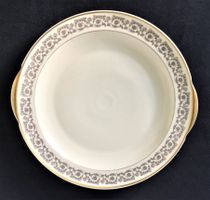 Servierplatte Porzellan Langenthal 1954 rund weiss/écru Gold