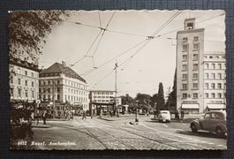 AK Aeschplatz BASEL belebt um 1950 TURMHAUS