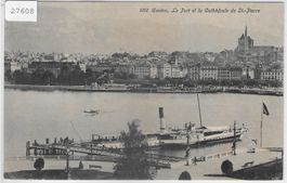 Geneve - Le Port et la Cathedrale de