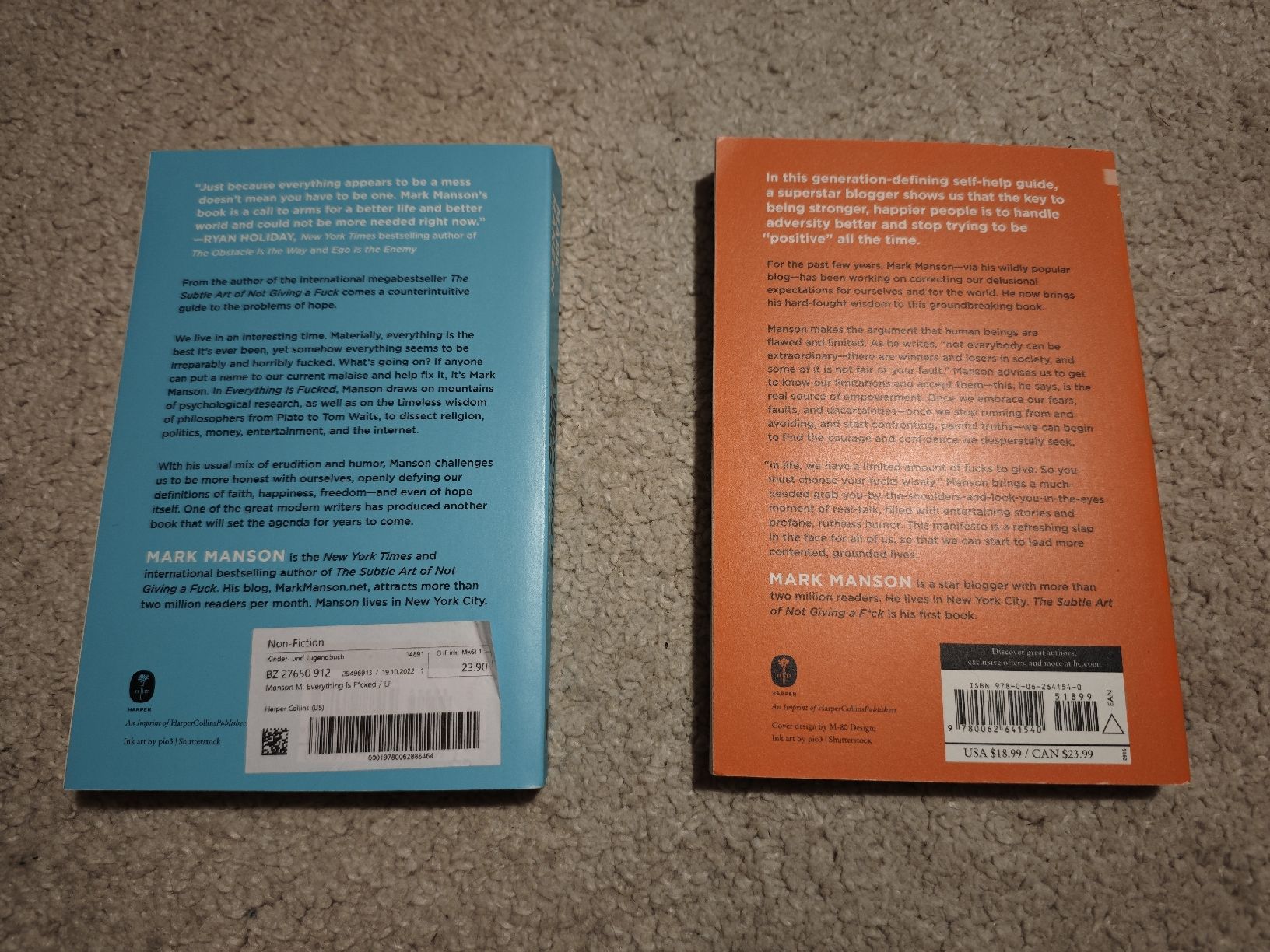 Libri: Mark Manson Bücher – Usato da St. Margrethen SG venduto da bienlii 2