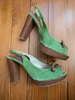 ANGELO BERVICATO : Sandales daim vert / cuir brun 40