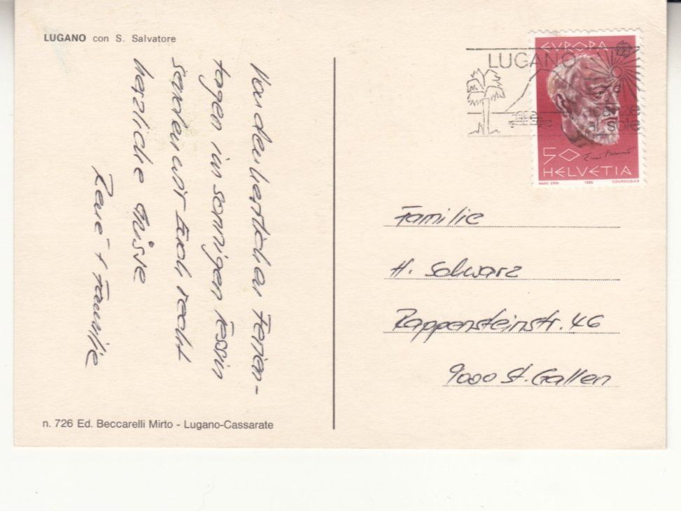 Cartoline postali: Lugano 1985 – Nuovo (secondo la descrizione) da Bürglen TG venduto da StampGraf 1