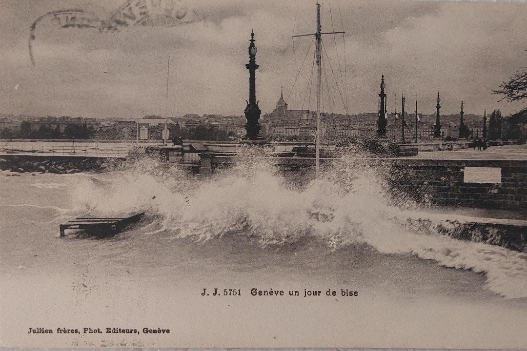 Cartoline postali: GENÈVE -  un jour de bise – Usato da Delémont venduto da Domdom1