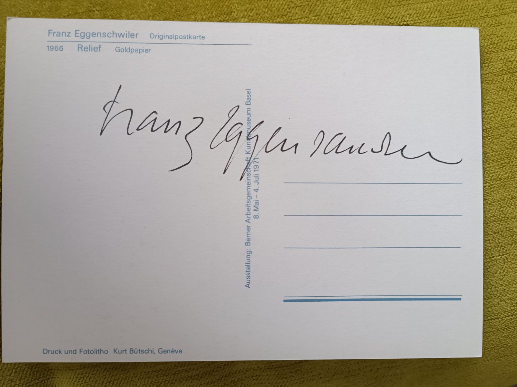 Autografi: Franz Eggenschwiler - Kunst – Usato da Menziken venduto da Artographs