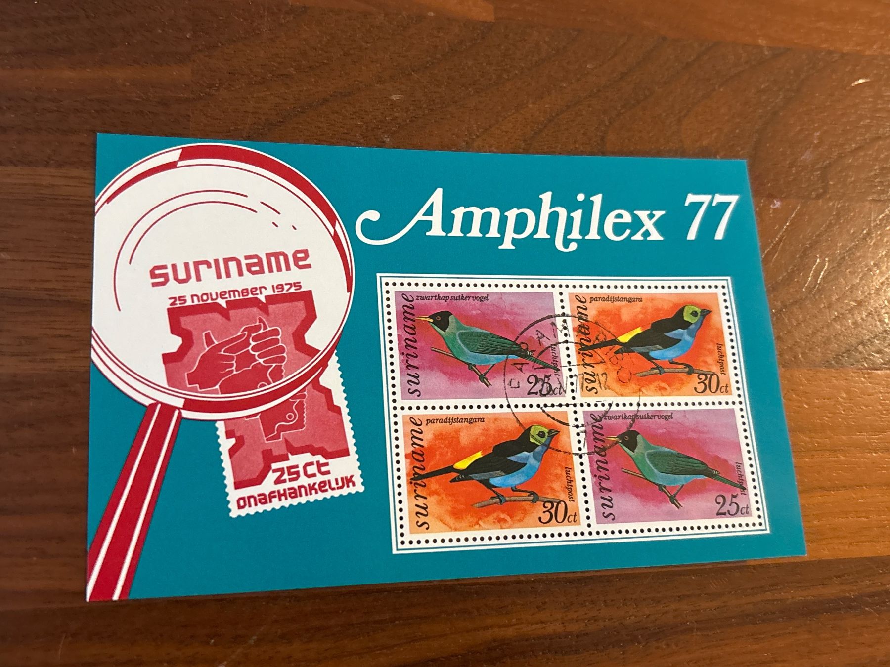 Alle Briefmarken: Briefmarken-Block Surinam Amphilex 77, postfrisch! – Neu und originalverpackt aus Zürich von engebrunau