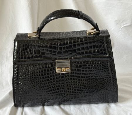 Damen-Handtasche, Création Salko, Kroko-Imitat aus Echtleder