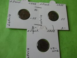 Lettland 1932/38, 3 alte Münzen