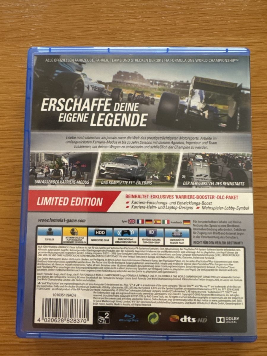 Jeux: PS4 F1 2016 Limited Edition – Neuf (Voir description) à Winterthur par Gabrele.Vullo020 1